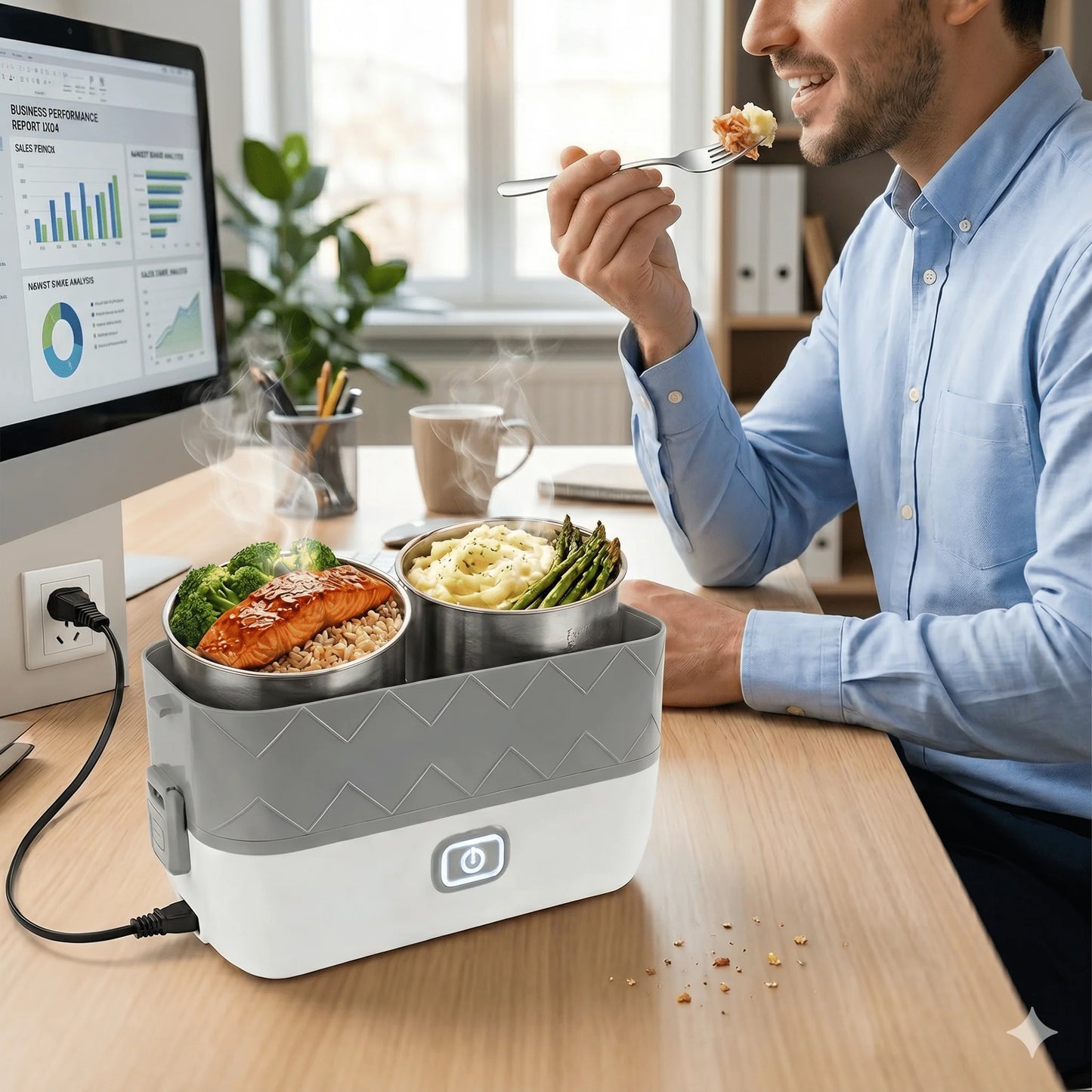 Lonchera Eléctrica Premium: 2 Niveles y 4 Compartimentos