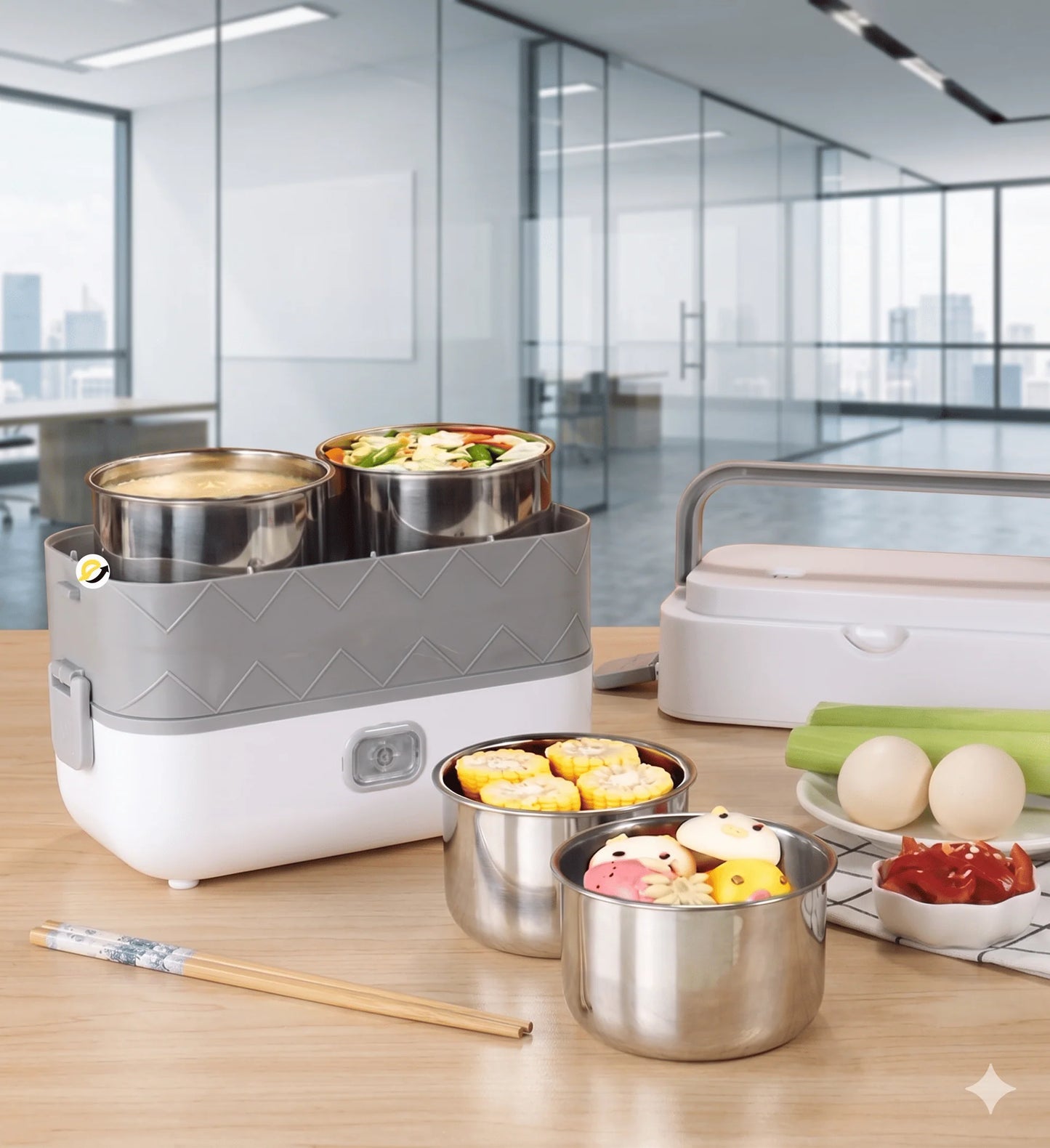 Lonchera Eléctrica Premium: 2 Niveles y 4 Compartimentos